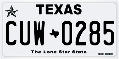 TX license plate CUW0285
