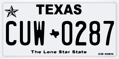 TX license plate CUW0287