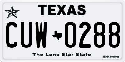 TX license plate CUW0288