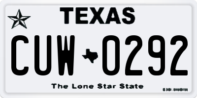 TX license plate CUW0292