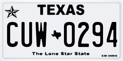 TX license plate CUW0294