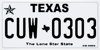 TX license plate CUW0303
