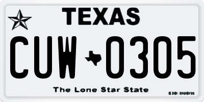 TX license plate CUW0305
