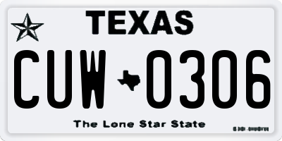 TX license plate CUW0306