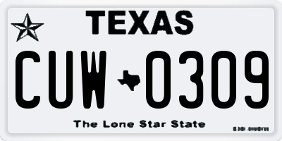 TX license plate CUW0309