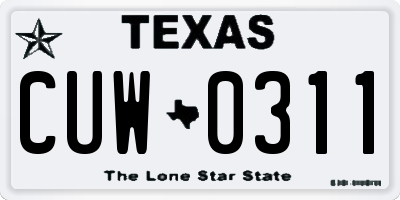 TX license plate CUW0311