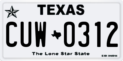 TX license plate CUW0312