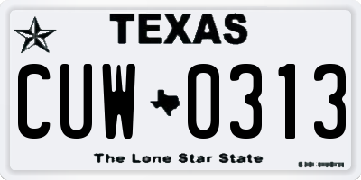 TX license plate CUW0313