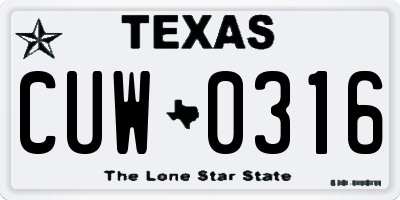 TX license plate CUW0316