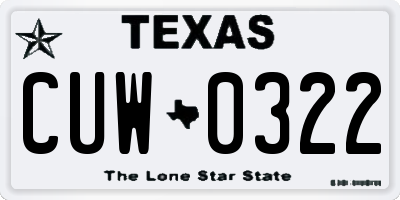 TX license plate CUW0322