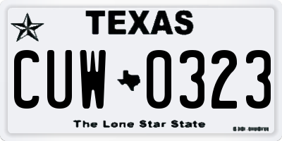 TX license plate CUW0323
