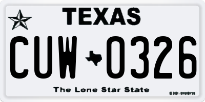TX license plate CUW0326