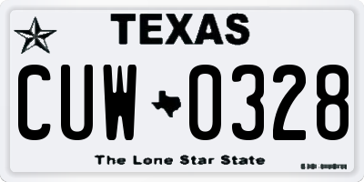 TX license plate CUW0328