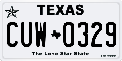 TX license plate CUW0329