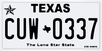 TX license plate CUW0337
