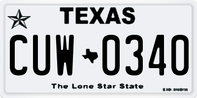 TX license plate CUW0340