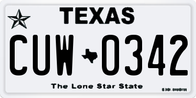 TX license plate CUW0342