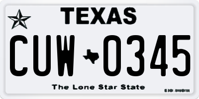 TX license plate CUW0345