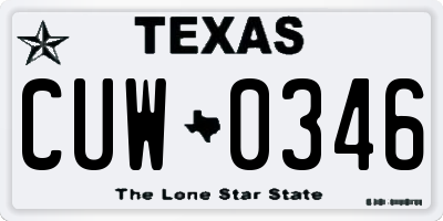 TX license plate CUW0346