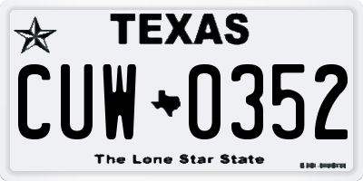 TX license plate CUW0352