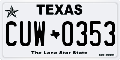 TX license plate CUW0353