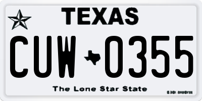 TX license plate CUW0355