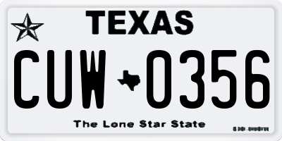 TX license plate CUW0356