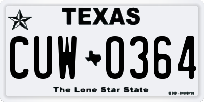 TX license plate CUW0364