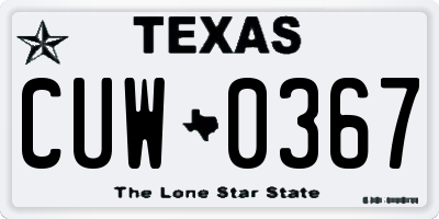 TX license plate CUW0367