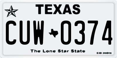 TX license plate CUW0374
