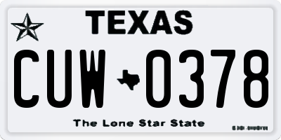 TX license plate CUW0378