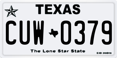 TX license plate CUW0379
