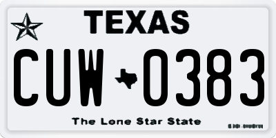 TX license plate CUW0383