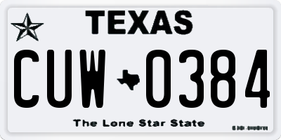 TX license plate CUW0384