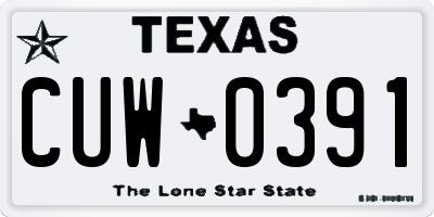 TX license plate CUW0391