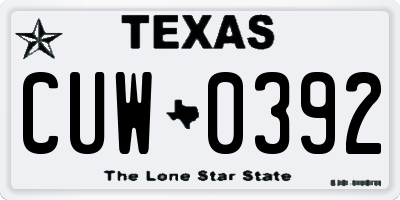 TX license plate CUW0392