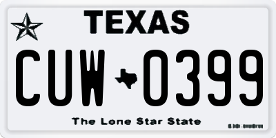 TX license plate CUW0399