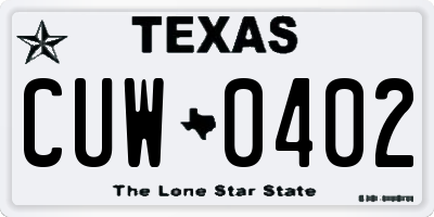 TX license plate CUW0402