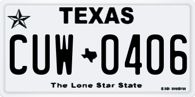 TX license plate CUW0406