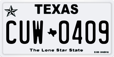 TX license plate CUW0409