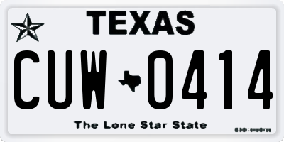 TX license plate CUW0414
