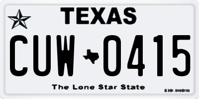 TX license plate CUW0415