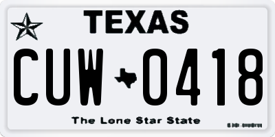 TX license plate CUW0418