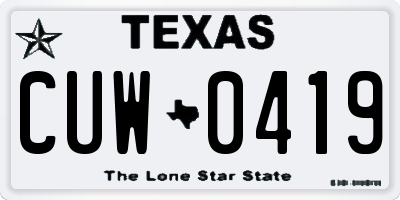 TX license plate CUW0419