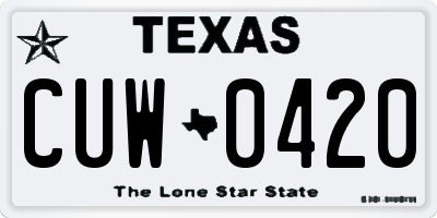 TX license plate CUW0420
