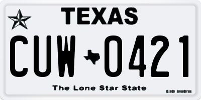 TX license plate CUW0421