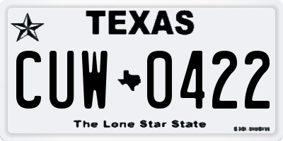 TX license plate CUW0422