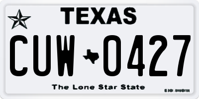TX license plate CUW0427
