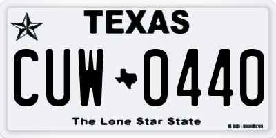 TX license plate CUW0440
