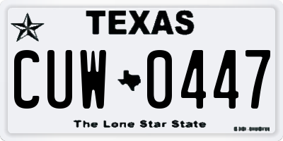 TX license plate CUW0447